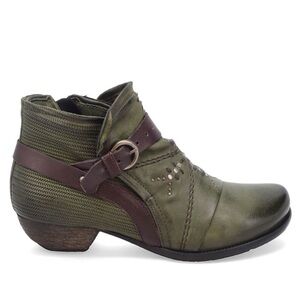 Miz Mooz Marnie Green-IA Side Zip Bootie Rounded Toe Size US 8.5-9 EUR 39